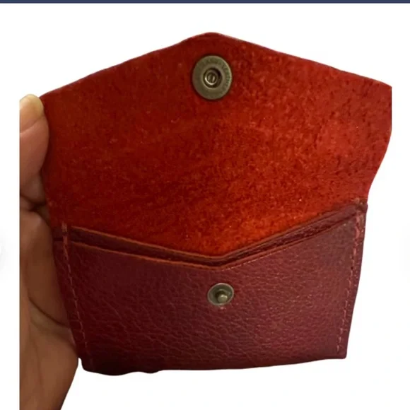 Portland Leather Goods Mini Envelope Wallet Chili Red Card Holder - Picture 5 of 5